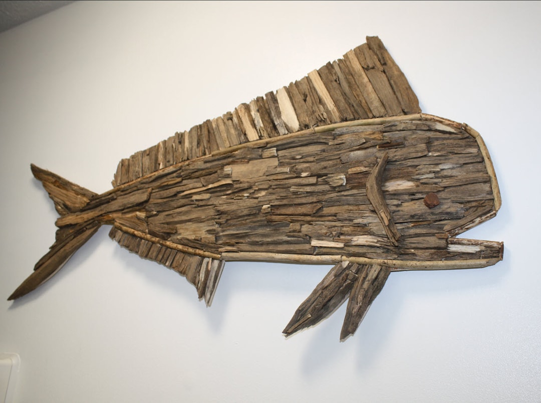 Fish Mahi Mahi Handmade Driftwood Wall Art Driftwood Fish Wall Hanging