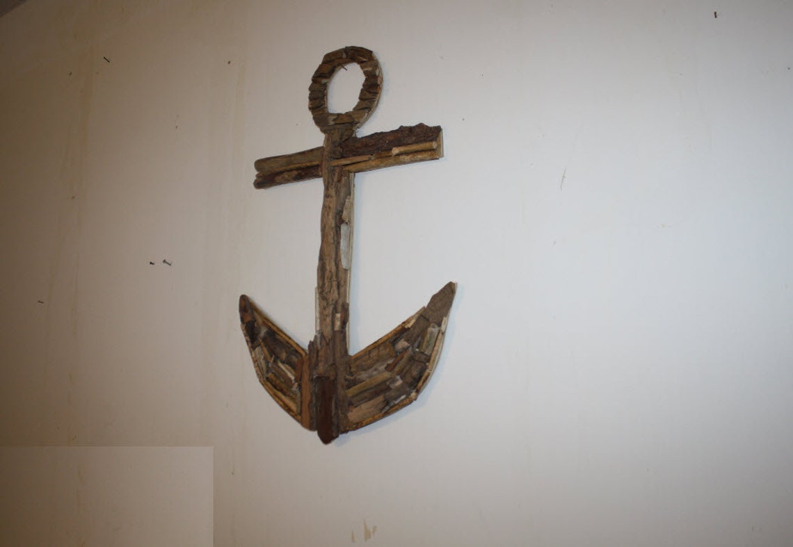 Anchor Handmade Driftwood Wall Art Driftwood Anchor Wall Etsy