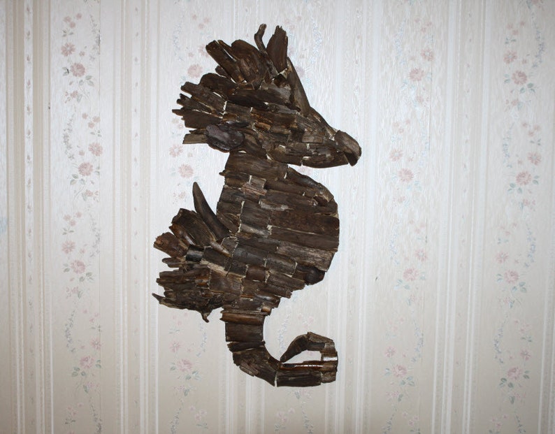 Seahorse Handmade Driftwood Wall Art Driftwood Seahorse Wall Etsy