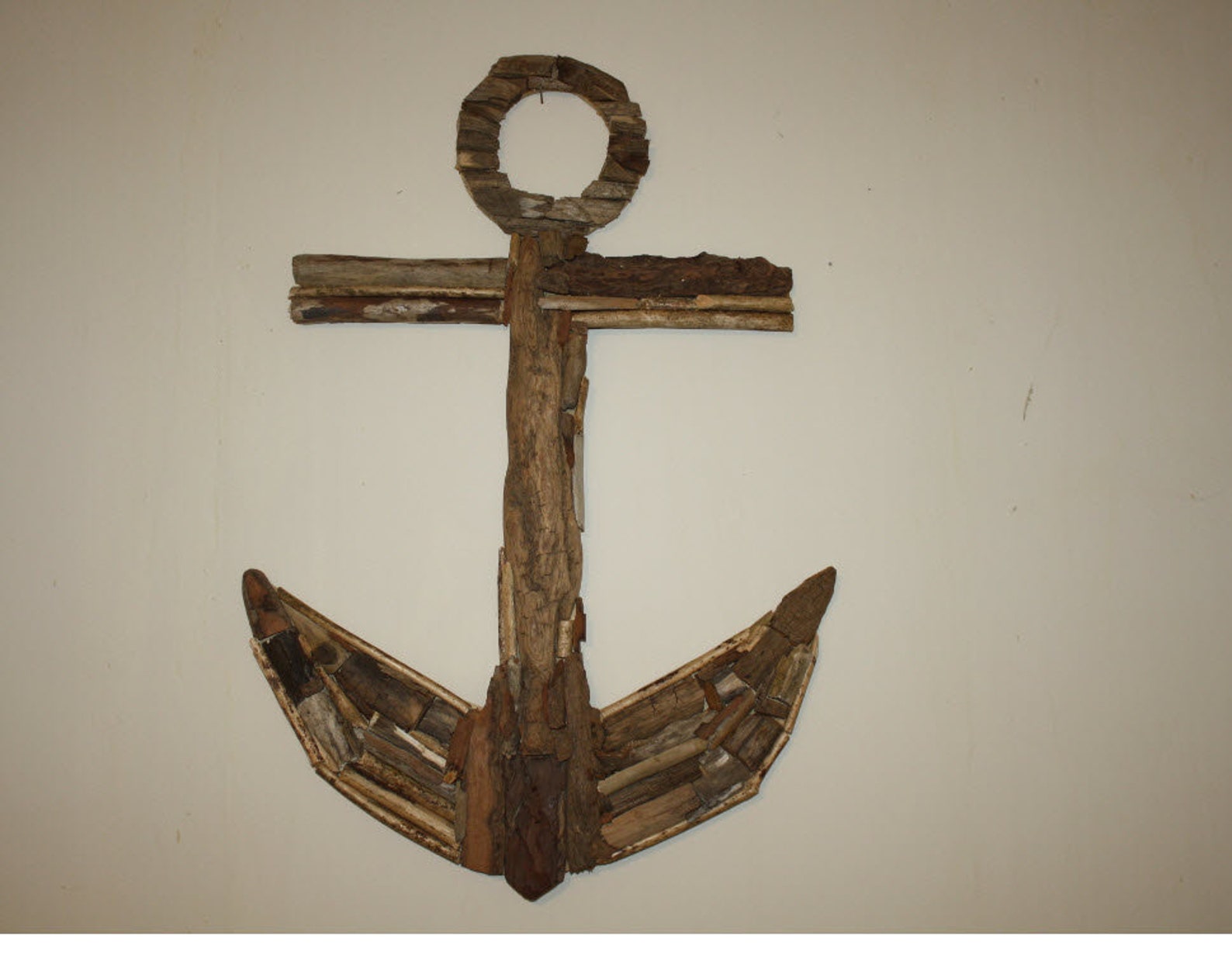 Anchor Handmade Driftwood Wall Art Driftwood Anchor Wall Etsy