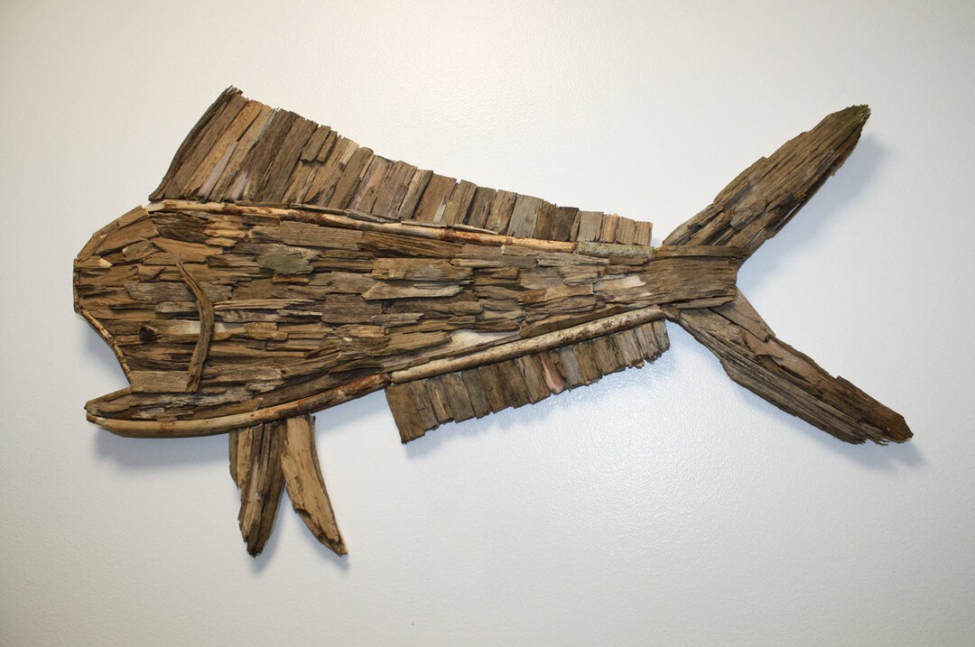Fish Mahi Mahi Handmade Driftwood Wall Art Driftwood Fish Wall Hanging