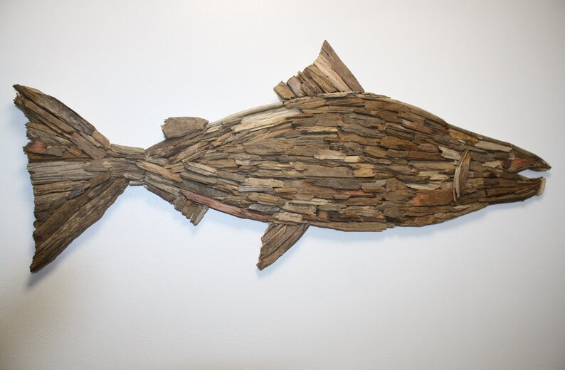 Salmon Handmade Driftwood Fish Wall Art Driftwood Fish Wall Etsy