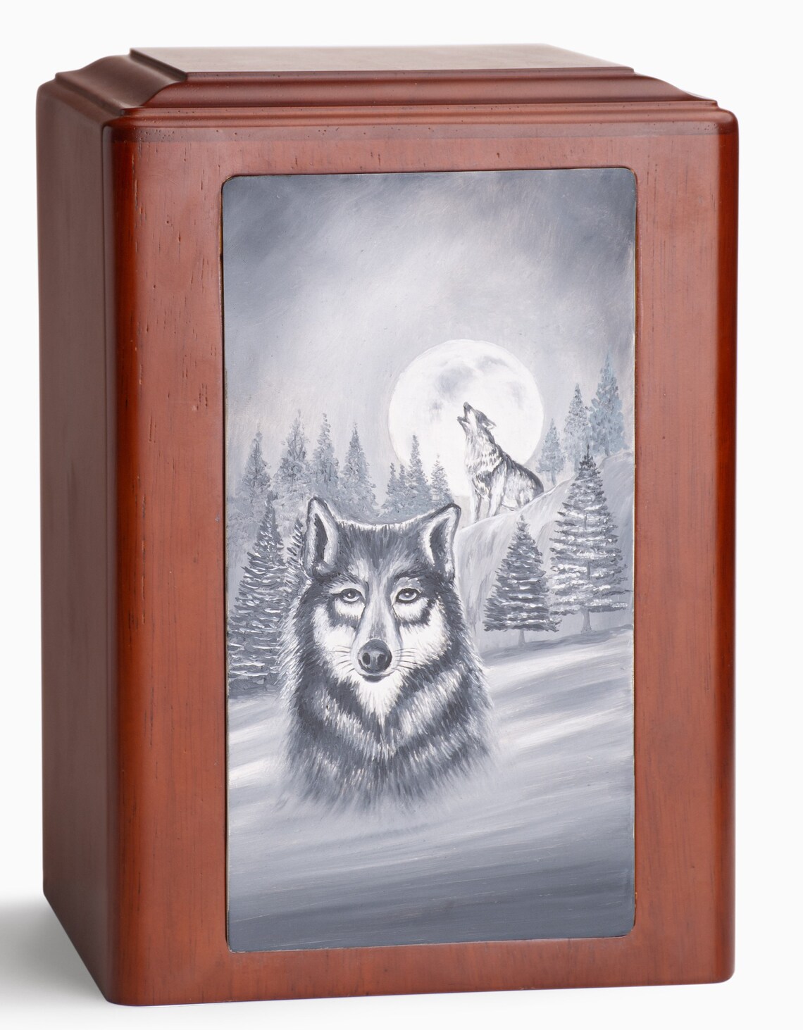 Lone Wolf Wood Adult Urn Etsy