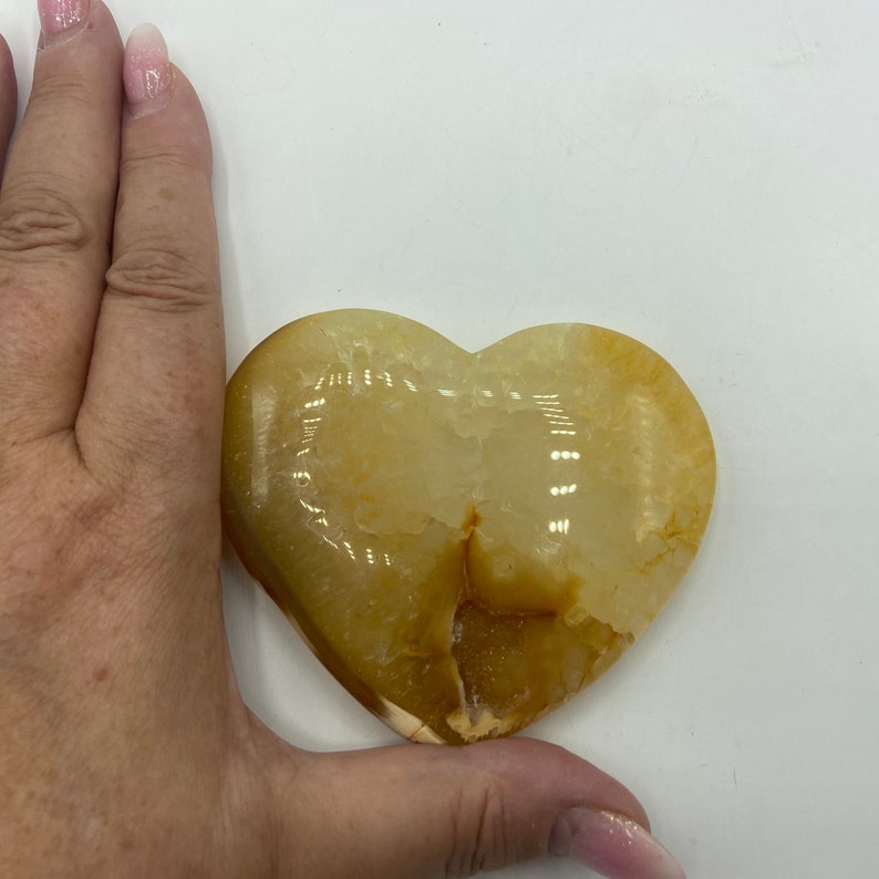 Crystal Heart Gemstone Agate Druzy Heart #CDALH-02 3.70\u201d Druzy Agate Large Heart