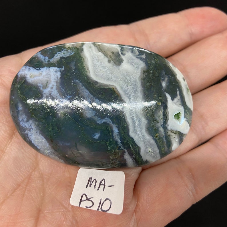Gorgeous Moss Agate Palm Stones Moss Agate Crystal Gemstone | Etsy