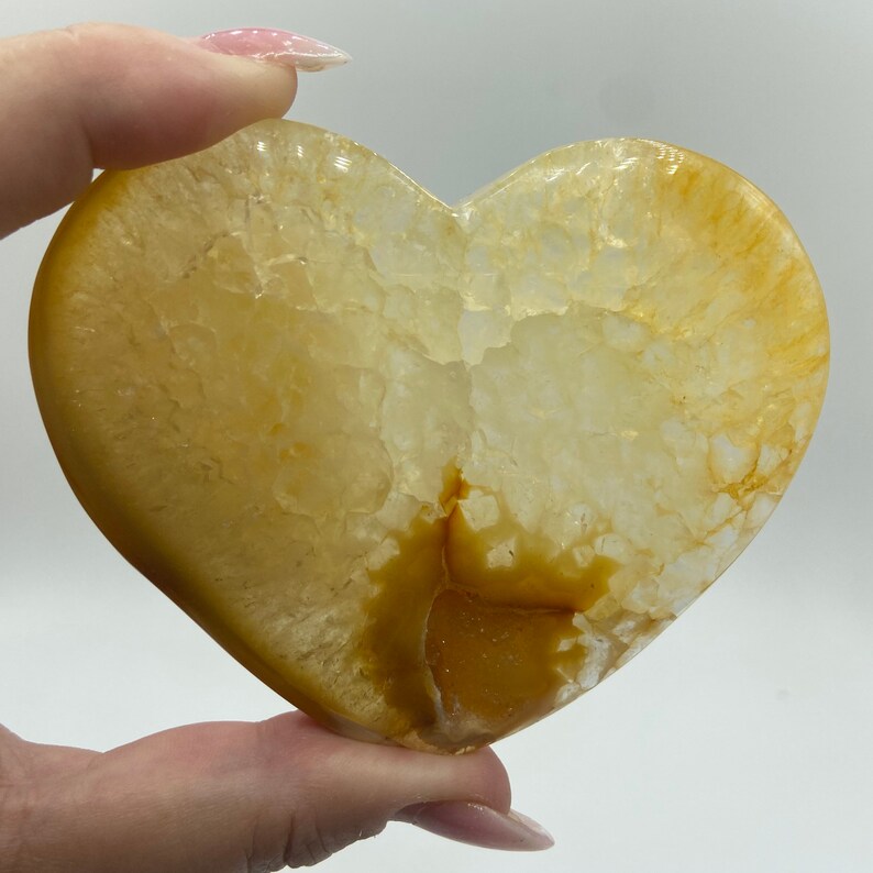 Crystal Heart Gemstone Agate Druzy Heart #CDALH-02 3.70\u201d Druzy Agate Large Heart