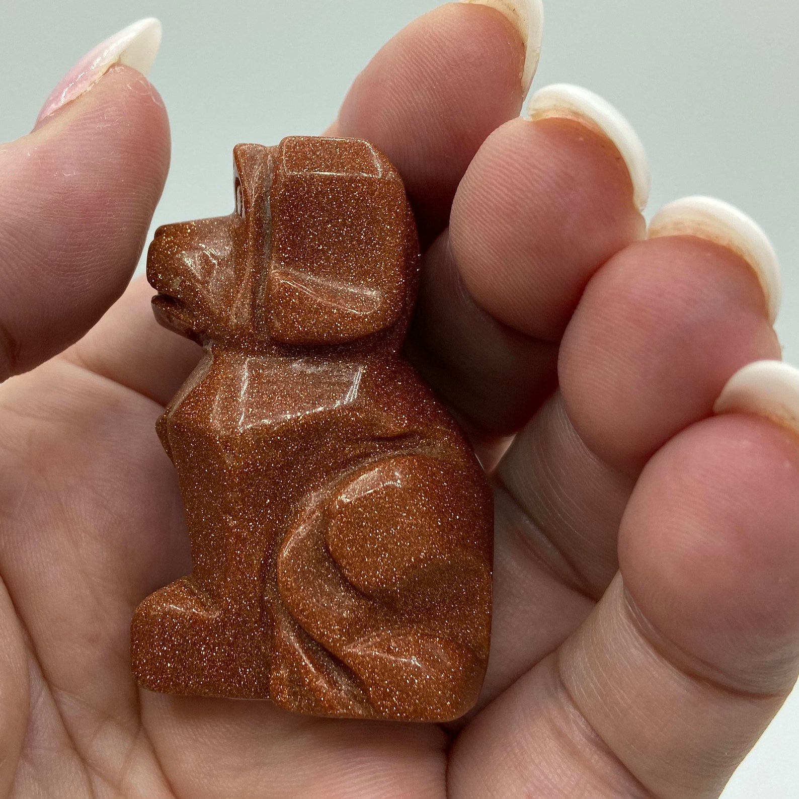 Crystal Dog14 Goldstone Crystal Gemstone Dog 2 Carved Etsy