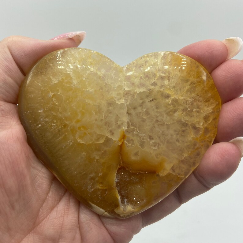 Crystal Heart Gemstone Agate Druzy Heart #CDALH-02 3.70\u201d Druzy Agate Large Heart