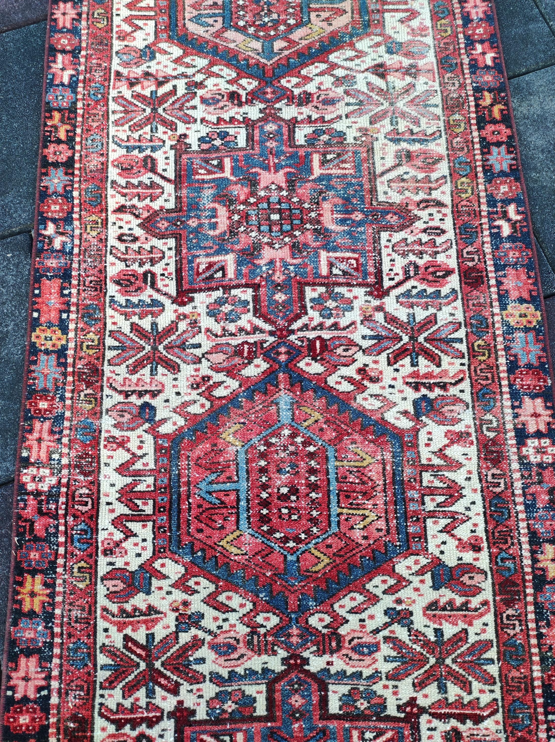 ハンドメイドペルシャランナーラグ 3 x 11フィート：アンティーク廊下