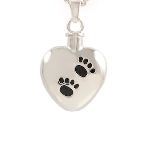 Paw Print Heart-Pet Loss-Pet Cremation Jewelry-Memorial Jewelry-Dog Loss-Pet Urn-Pet Loss-Pet Memorial-Cat Loss-Cremation Jewelry-Pet Urn image 1