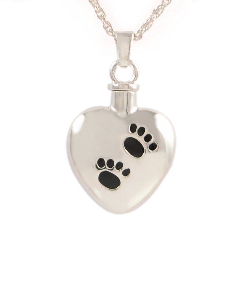 Paw Print Heart-Pet Loss-Pet Cremation Jewelry-Memorial Jewelry-Dog Loss-Pet Urn-Pet Loss-Pet Memorial-Cat Loss-Cremation Jewelry-Pet Urn image 1