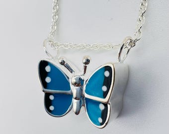 Butterfly Sterling Silver Cremation Urn Necklace: Memorial Ash Keepsake