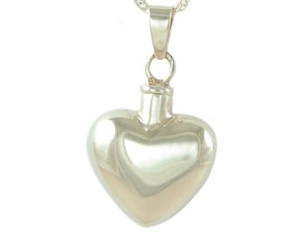 Sterling Silver Cremation Heart Necklace: Memorial Ash Locket