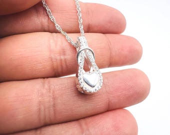Collana con urna per cremazione a forma di cuore infinito in argento sterling: gioielli commemorativi CZ - Italia