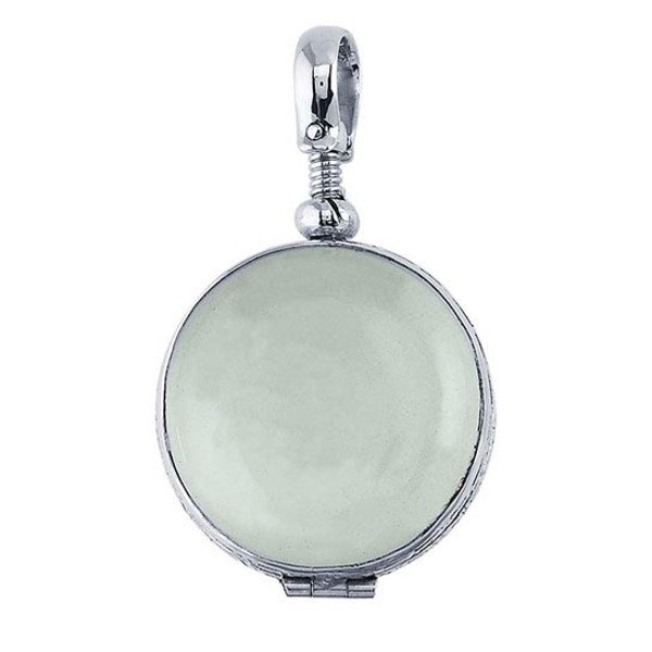 Sterling Silver Round Antique Glass Locket Pendant