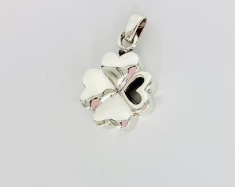 Sterling Silver Four Leaf Clover Cremation Urn Necklace - Memorial Ash Locket