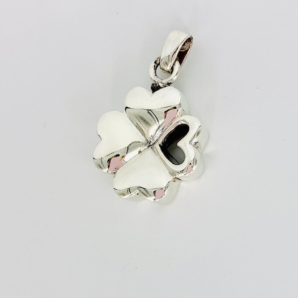 Sterling Silver Four Leaf Clover Cremation Urn Necklace - Memorial Ash Locket