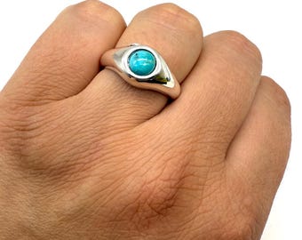 Cremation Mens and Womens ring urn with turquoise stone, Ring For Ashes 925 Sterling Silver memorial ring memorial jewelry