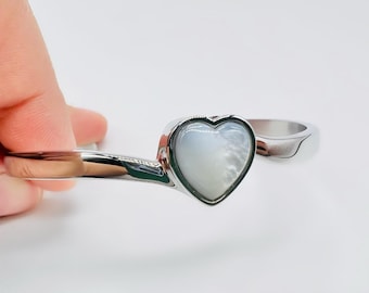 Heart Cremation Bracelet urn with mother of pearl stone