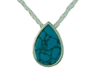 Cremation teardrop turquoise Pendant-Urn Necklace-Memorial Necklace-Memorial Jewelry-Cremation Locket-Memorial Gift-Cremation Jewelry