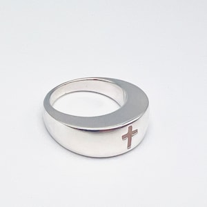 Cremation  Ring Man or Women For Ashes 925 Sterling Silver Punch cross Ring Memorial Keepsake Urn