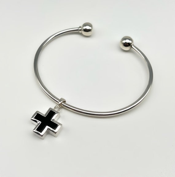 Cremation Silver Onyx Cross Bracelet Bracelet-Memorial Bracelet-Memorial Jewelry-Ashes Necklace-Cremation Locket-Memorial
