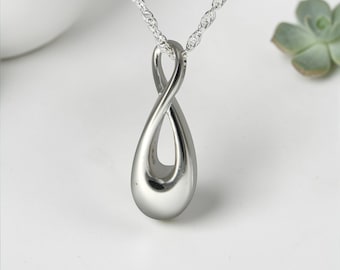 Infinity Cremation Urn Necklace Pendant, Sterling Silver Memorial Keepsake
