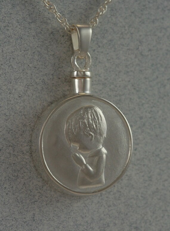 Cremation Child Boy Pendant Urn Necklace Memorial Jewelry Ashes Necklace Locket Memorial Cremation Jewelry Silver or Gold