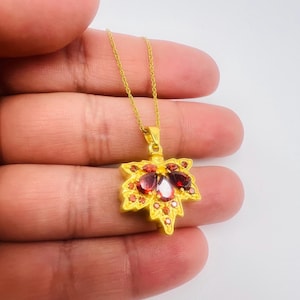 Gold Cremation Maple Leaf Pendant: Memorial Ash Urn Necklace