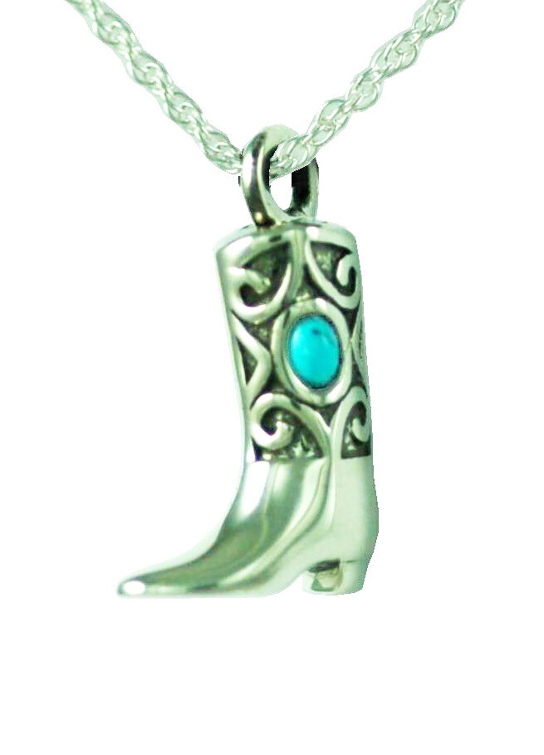 Cowboy Boot Turquoise Stone Cremation Pendanturn Etsy