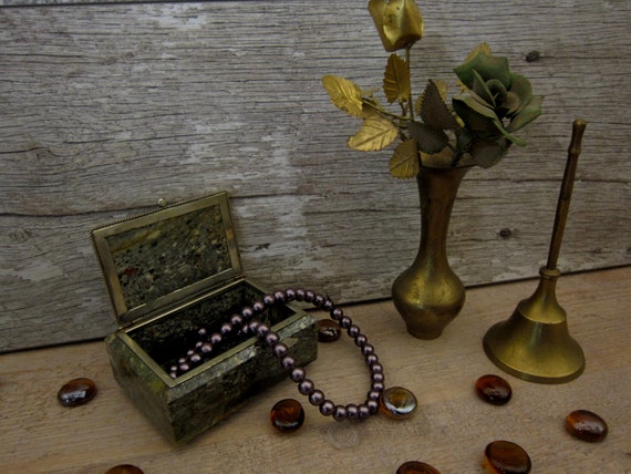 Vintage jewelry box, Jewelry storage, Marble jewel