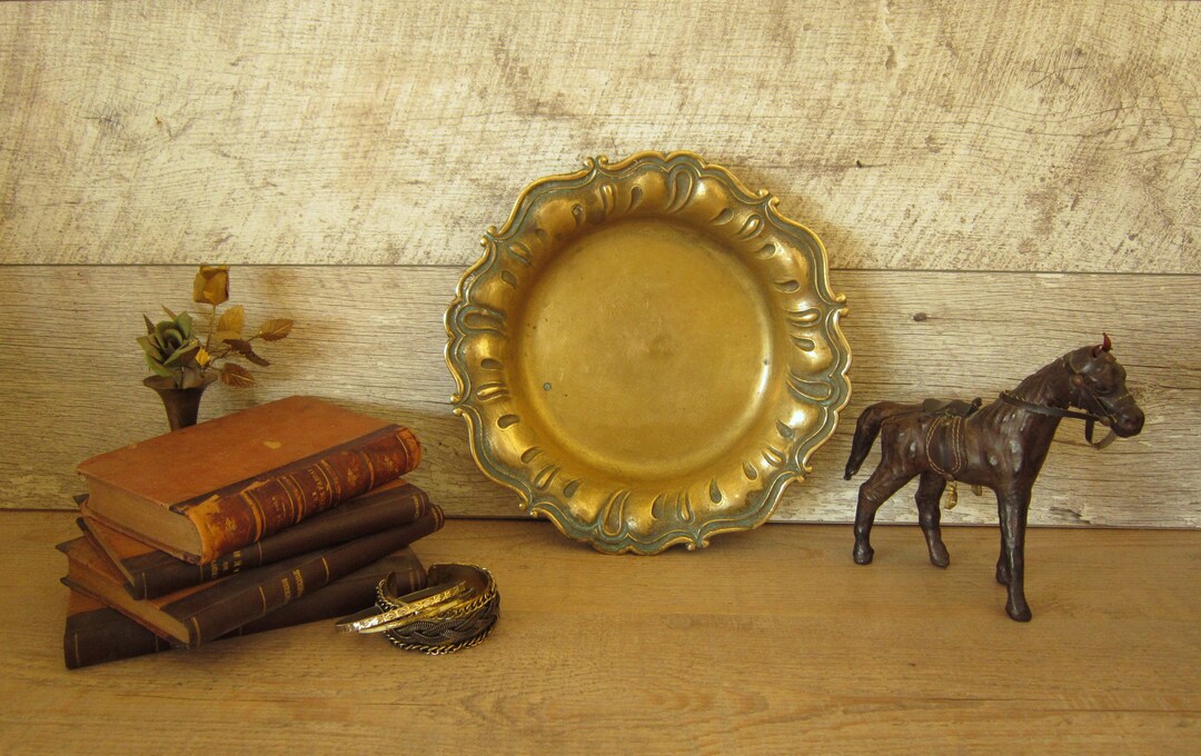 Vintage Bronze Wall Plate Large Round Bronze Decorative Wall Etsy