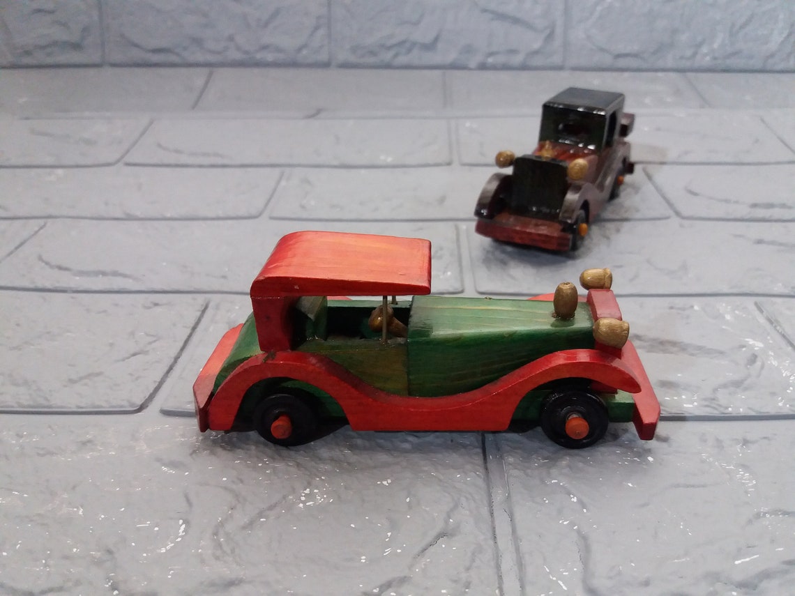 Vintage Set of Two Wooden Small Cars Vintage Wooden Cars - Etsy