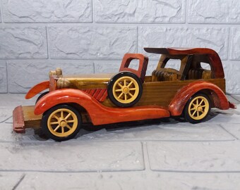 Vintage houten auto's, Vintage handgemaakte houten speelgoed auto, Collectible auto, Retro auto's speelgoed, Home Decor, Grote houten auto, Art decor