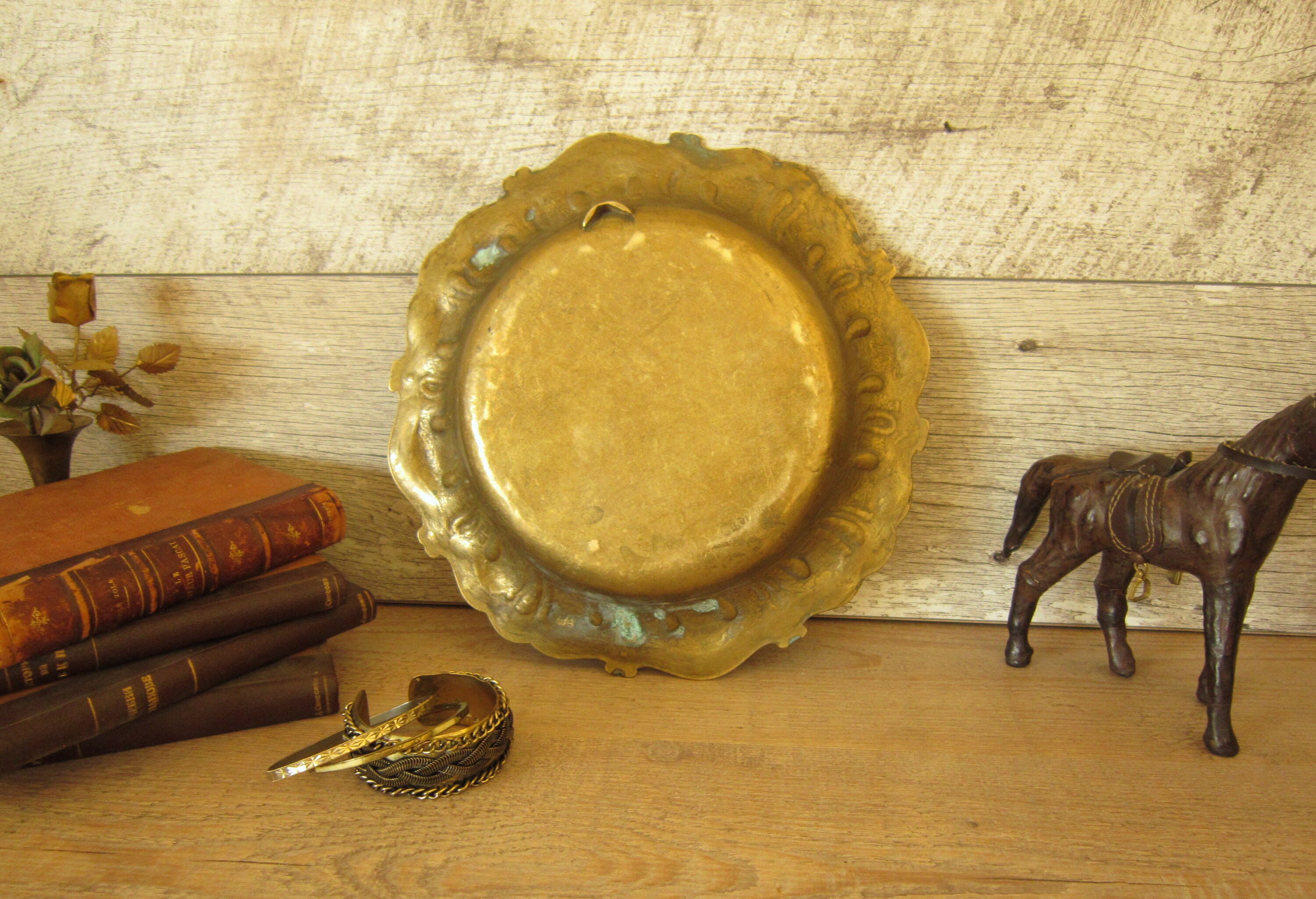 Vintage Bronze Wall Plate Large Round Bronze Decorative Wall Etsy