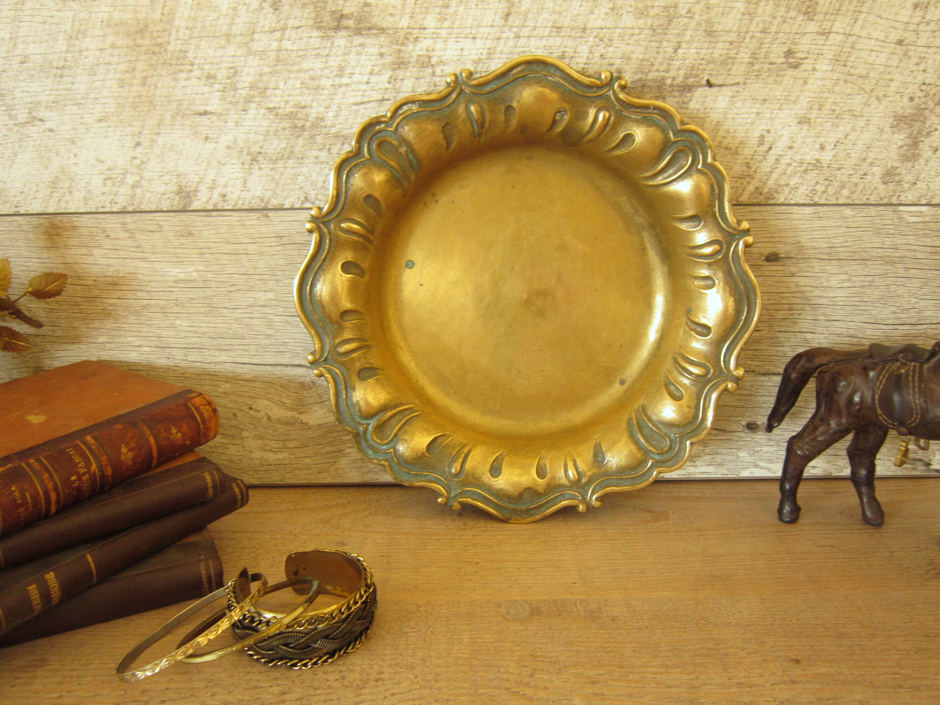 Vintage Bronze Wall Plate Large Round Bronze Decorative Wall Etsy
