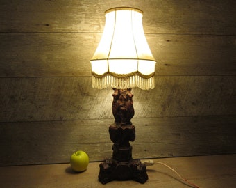 Vintage lamp, Antique desk lamp, Boho style, Rare handmade lamp, Rustic accent bedside lamp, Retro lamp, Home decor, Art deco