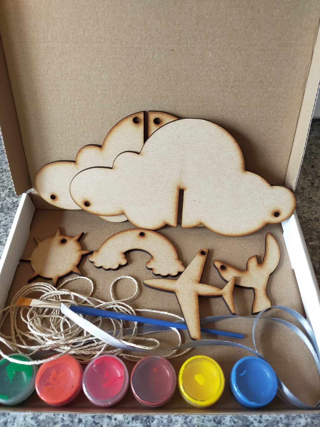 Cloud Mobile Craft Kit. Kids Craft Activity. Paint Your Own. Birthday