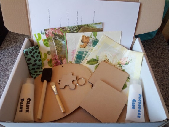 Decoupage starter kit (5). Adult craft kit.Adult gift idea. Adults DIY.  craft. Craft kit.DIY. Decoupage gift.Adult activity.Decoupage craft.