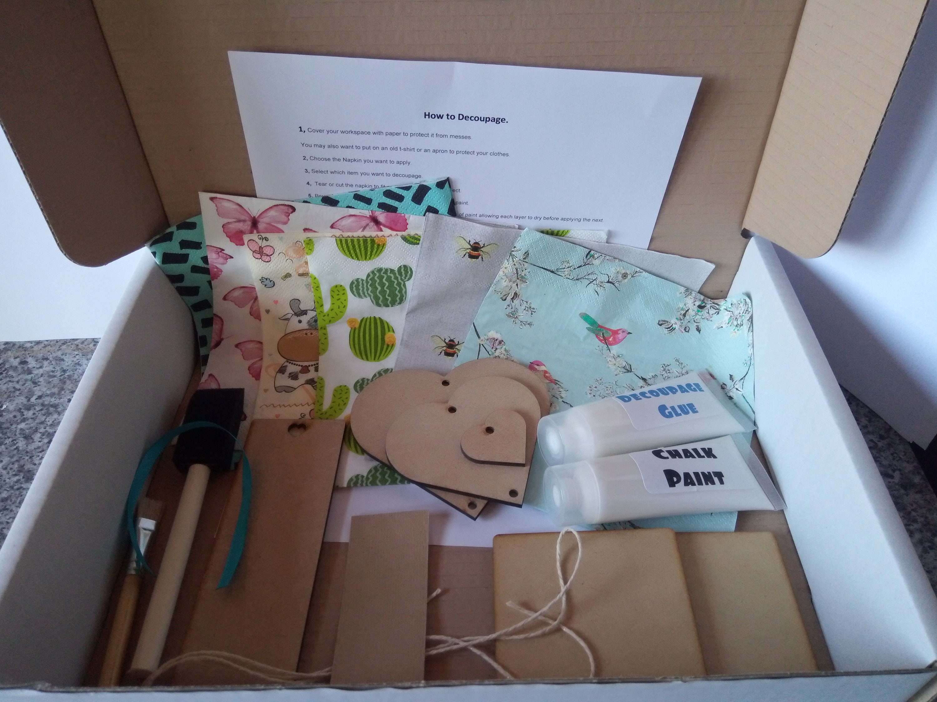 Decoupage Starter Kit 3. Adult Craft Kit.adult Gift Idea. Adults DIY