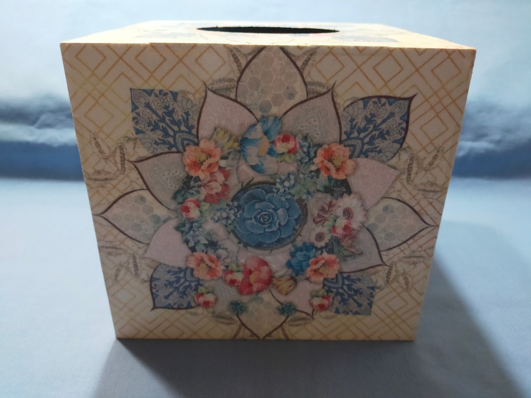 Flower Cube Tissue Box Cover Design. Tissue Cover. Box Cover. Decorative Box Cover. Home Decor