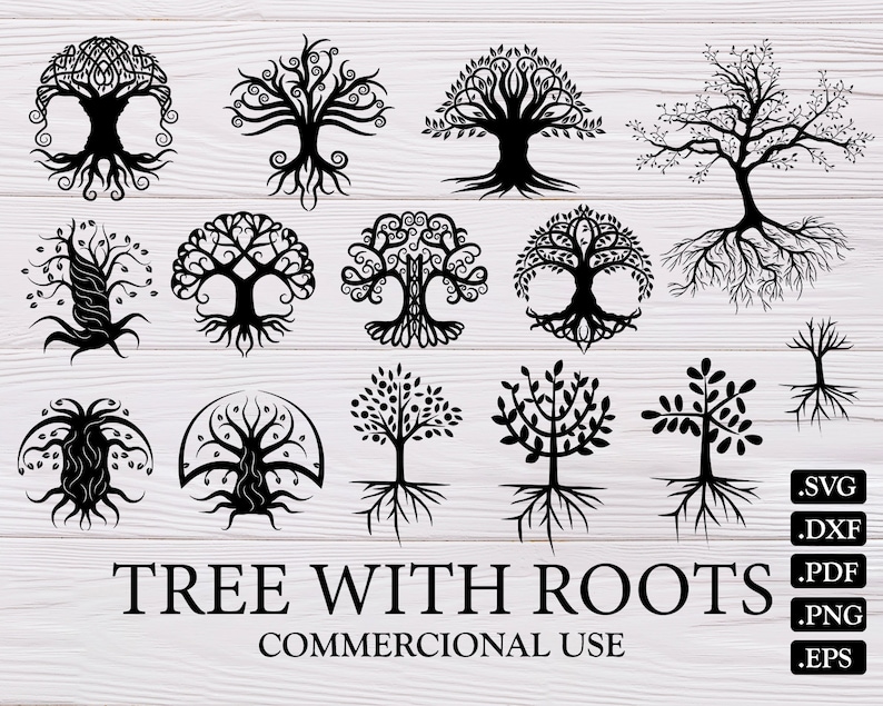Download TREE WITH ROOTS svg tree svg family tree svg tree dxf | Etsy