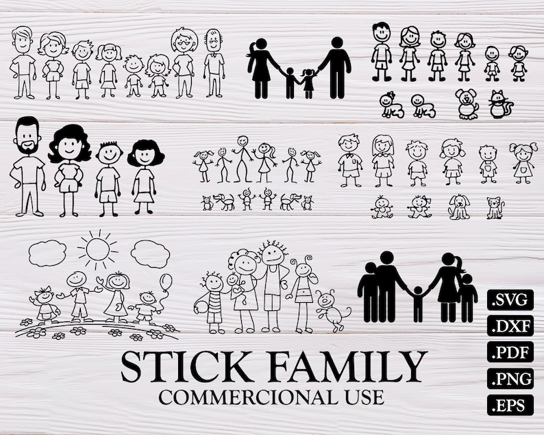 Download STICK FAMILY SVG stick figure svg stick people png family | Etsy