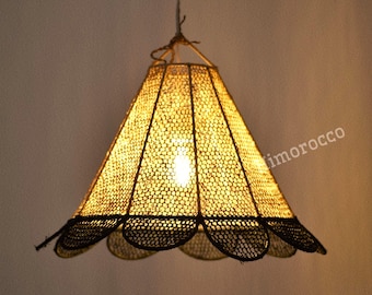 Moroccan Handcrafted Raphia Pendant - Suspension in raffia