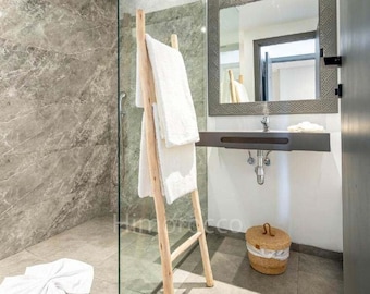 装飾的な木製ラダータオルホルダー - 素朴なティータオルホルダー