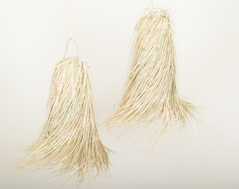 Lámpara colgante trenzada en fibra natural de palma - Suspensión en mimbre