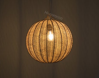 Gevlochten hanglamp van natuurlijke Raphia-vezel - Suspension en raffia