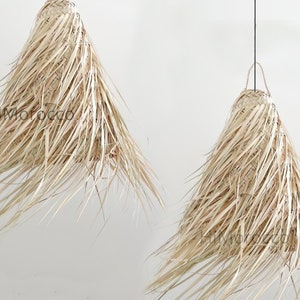 Braided pendant lamp in natural palm fiber Suspension en osier zdjęcie 2