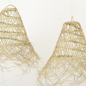 Gevlochten hanglamp van natuurlijke palmvezel Suspension en osier afbeelding 3