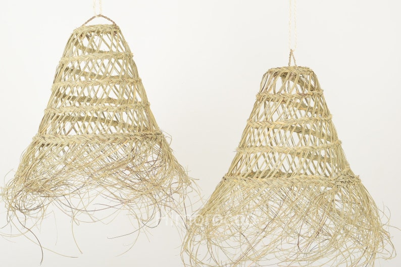 Gevlochten hanglamp van natuurlijke palmvezel Suspension en osier afbeelding 3